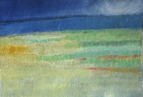 Skadi_Engeln_Malerei_Dorset_Karadeniz_Landschaft_und_Meer_gelb_blau_29x42_2009