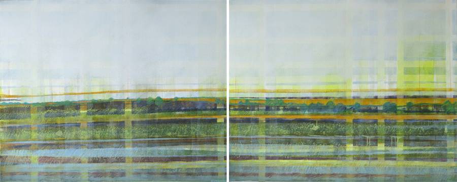 Skadi_Engeln_Malerei_Berry_gruen_orange_durchwebt_80x200_Diptychon_2013